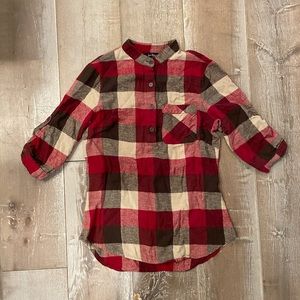 Lucid Rose plaid flannel half button down top